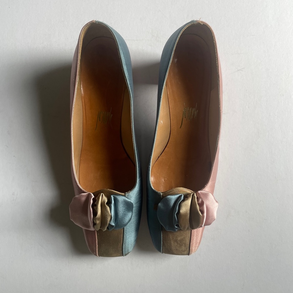 Vintage Joseph Magnin 1960s Silk Evening Bow Pumps Shoes Pink Size 7.5